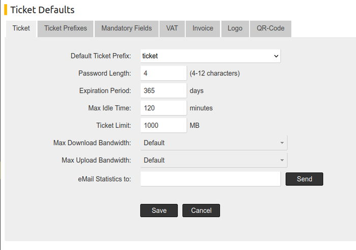 Ticket Defaults - IACBOX